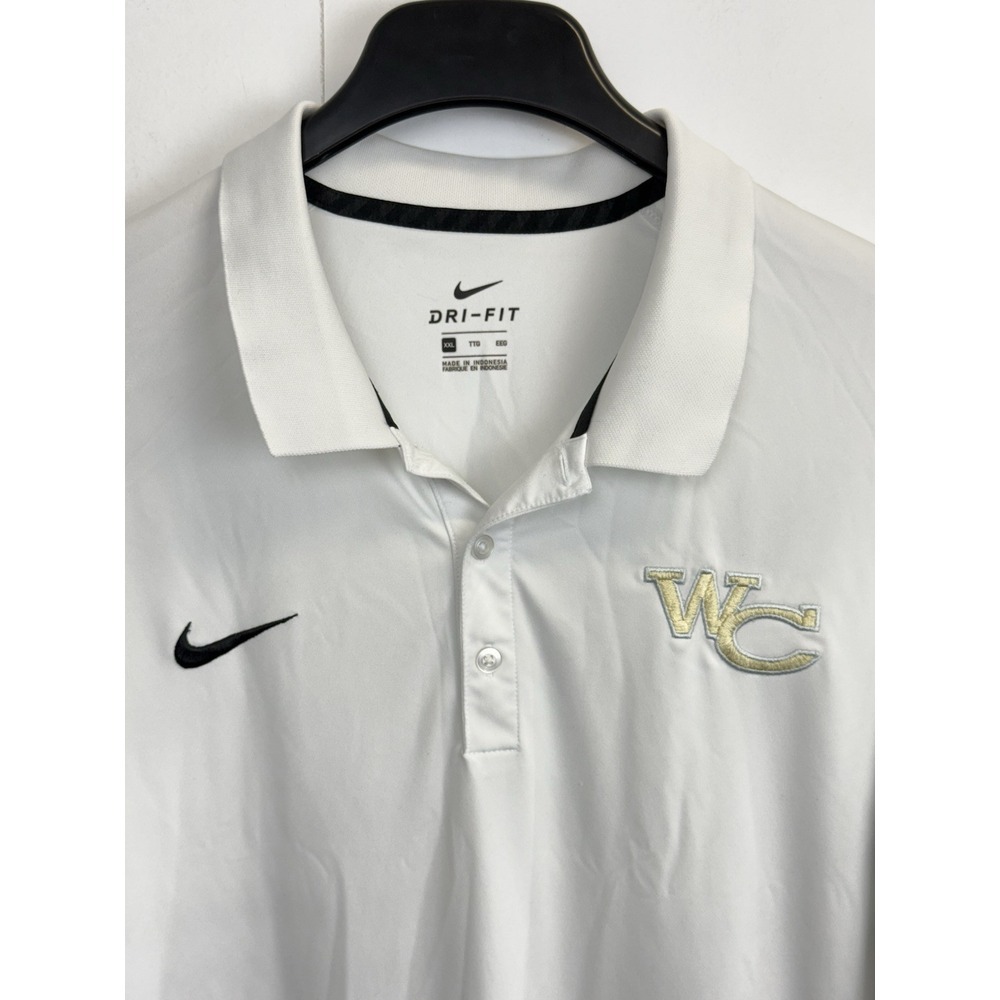 Nike Golf Men's XXL Dri-Fit Performance Polo Shirt White Short Sleeve White Logo - Picture 2 of 6